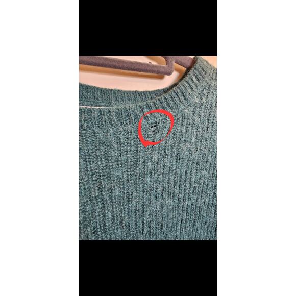 Marine Layer Sweater Green Wool Blend Crew Neck Knit Pullover Small **FLAW** - Picture 8 of 9